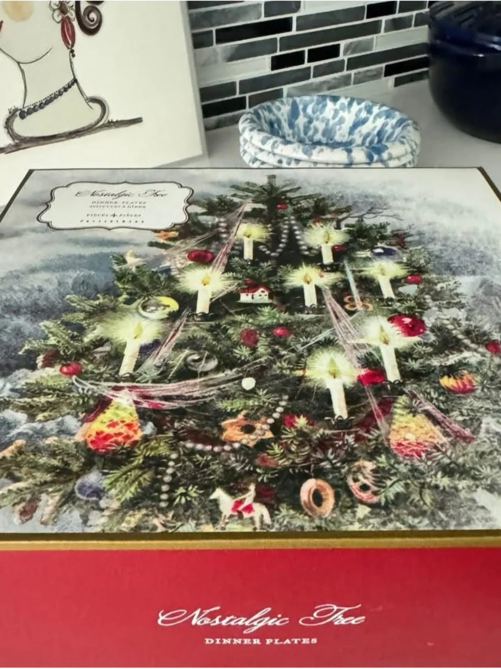 Pottery Barn Nostalgic Tree Dinner Plates - Christmas.